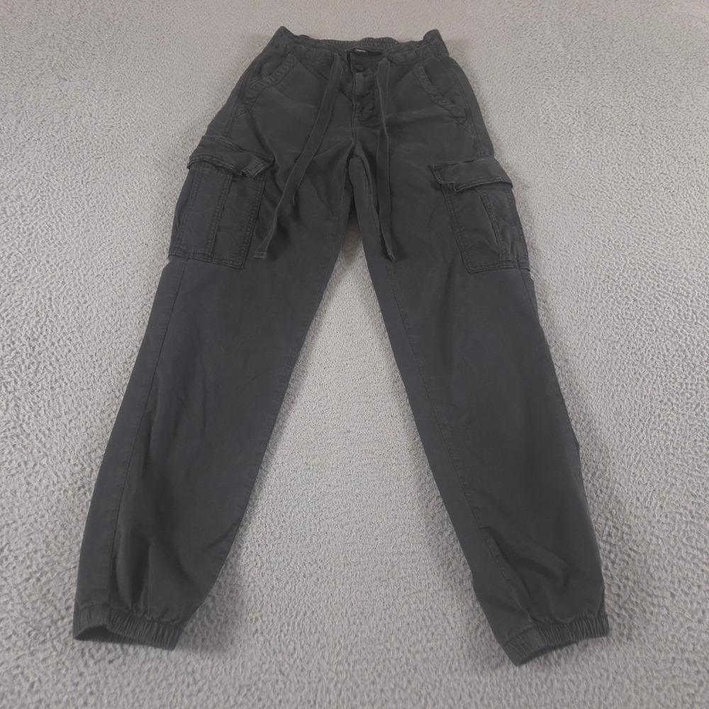 American Eagle Pants Womens 00 Black Jogger Stretch Cotton Lyocell Cargo Pockets